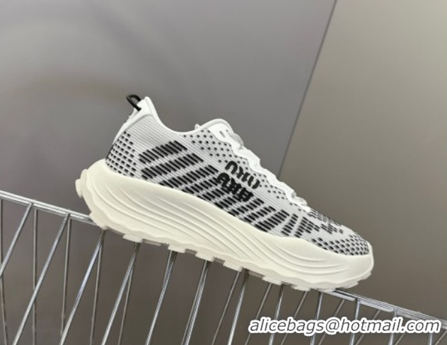 Fashion Miu Miu Technical Fabric Platform Sneakers 6cm Grey2 2025 5E480E