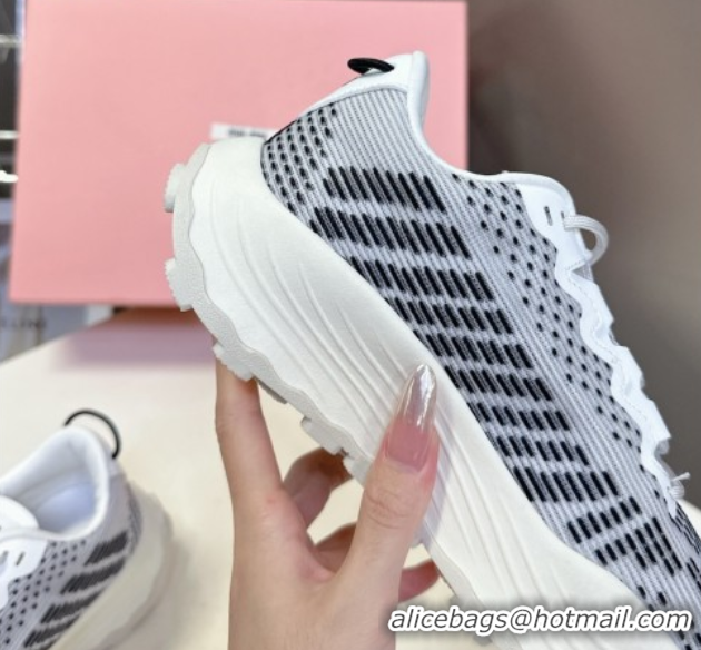 Fashion Miu Miu Technical Fabric Platform Sneakers 6cm Grey2 2025 5E480E