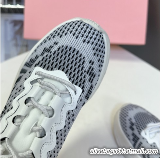 Fashion Miu Miu Technical Fabric Platform Sneakers 6cm Grey2 2025 5E480E