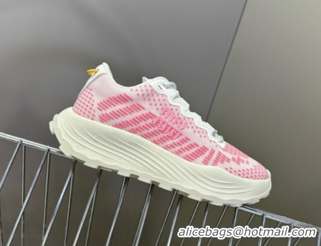 Buy New Cheap Miu Miu Technical Fabric Platform Sneakers 6cm Pink 2025 5E480E
