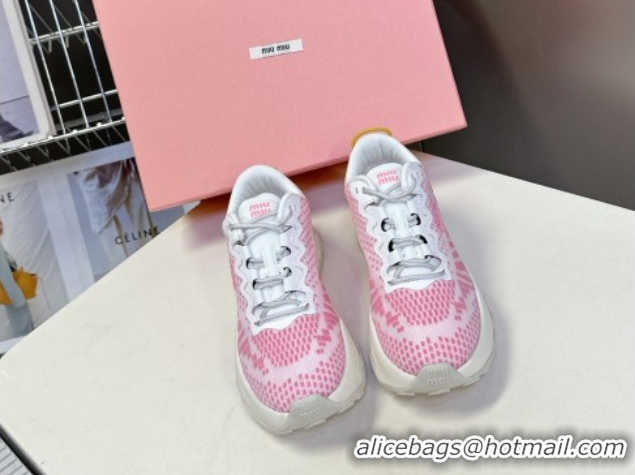 Buy New Cheap Miu Miu Technical Fabric Platform Sneakers 6cm Pink 2025 5E480E