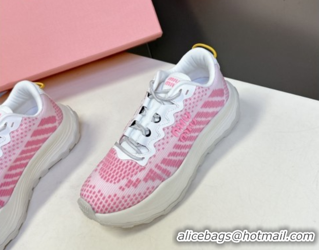 Buy New Cheap Miu Miu Technical Fabric Platform Sneakers 6cm Pink 2025 5E480E