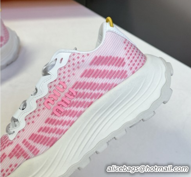 Buy New Cheap Miu Miu Technical Fabric Platform Sneakers 6cm Pink 2025 5E480E