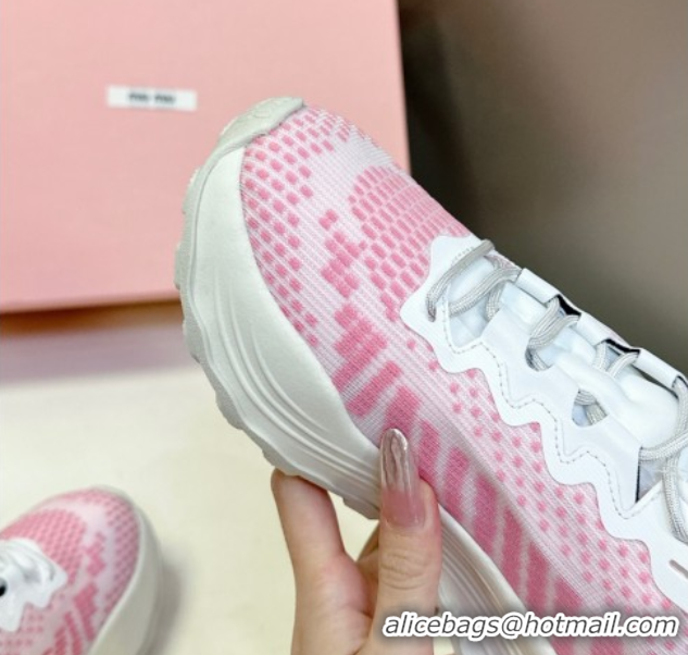 Buy New Cheap Miu Miu Technical Fabric Platform Sneakers 6cm Pink 2025 5E480E