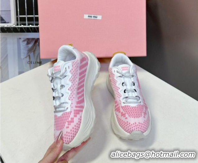Buy New Cheap Miu Miu Technical Fabric Platform Sneakers 6cm Pink 2025 5E480E