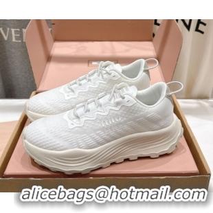 Durable Miu Miu Technical Fabric Platform Sneakers 6cm White 2025 5E480E