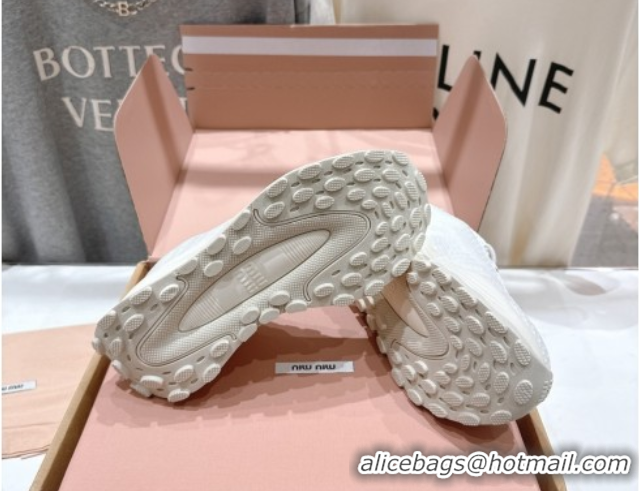 Durable Miu Miu Technical Fabric Platform Sneakers 6cm White 2025 5E480E