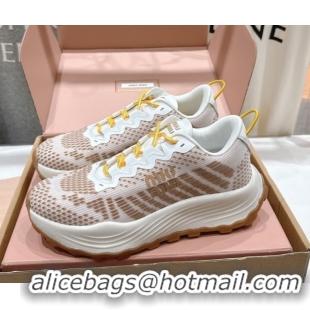 Unique Style Miu Miu Technical Fabric Platform Sneakers 6cm Brown 2025 5E480E