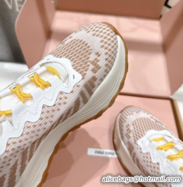 Unique Style Miu Miu Technical Fabric Platform Sneakers 6cm Brown 2025 5E480E