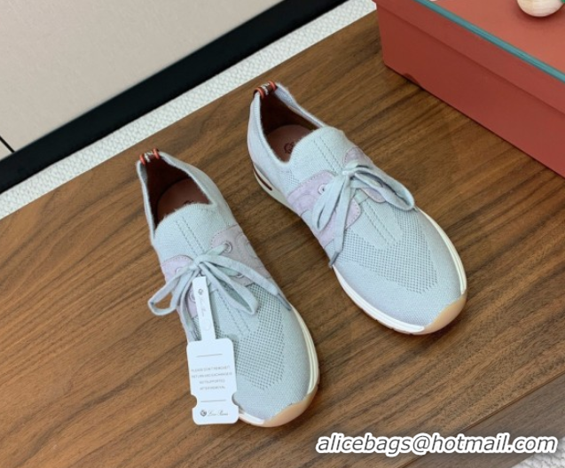Classic Hot Loro Piana 360 LP Lady Flexy Walk Sneakers in Knit and Suede Flannel Grey 0708001