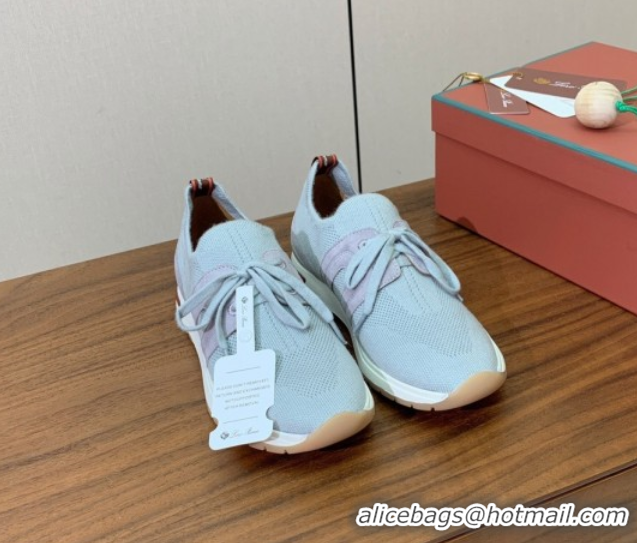 Classic Hot Loro Piana 360 LP Lady Flexy Walk Sneakers in Knit and Suede Flannel Grey 0708001