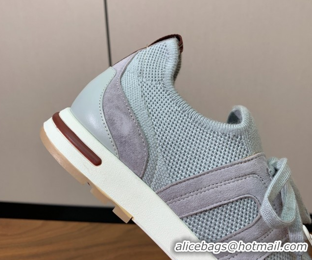 Classic Hot Loro Piana 360 LP Lady Flexy Walk Sneakers in Knit and Suede Flannel Grey 0708001