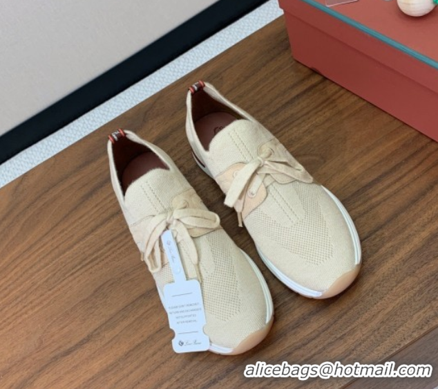 Comfortable Loro Piana 360 LP Lady Flexy Walk Sneakers in Knit and Suede Light Beige 0708003