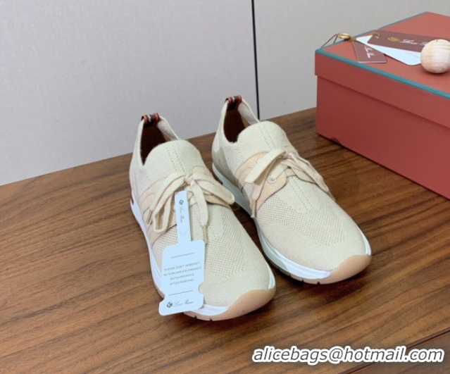 Comfortable Loro Piana 360 LP Lady Flexy Walk Sneakers in Knit and Suede Light Beige 0708003