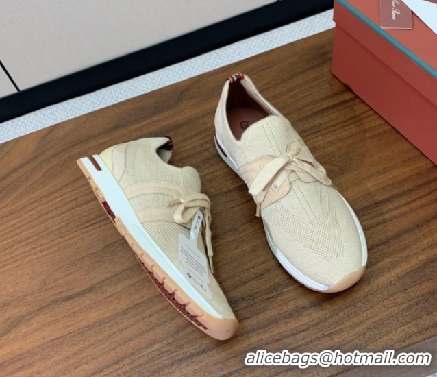 Comfortable Loro Piana 360 LP Lady Flexy Walk Sneakers in Knit and Suede Light Beige 0708003