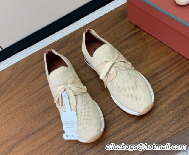 Comfortable Loro Piana 360 LP Lady Flexy Walk Sneakers in Knit and Suede Light Beige 0708003