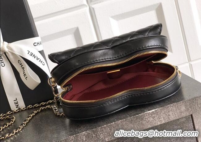 Original Cheap Chanel Lambskin Heart Bag AS5764 Black 2025