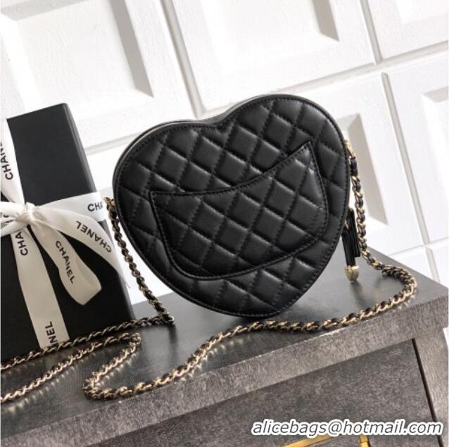 Original Cheap Chanel Lambskin Heart Bag AS5764 Black 2025