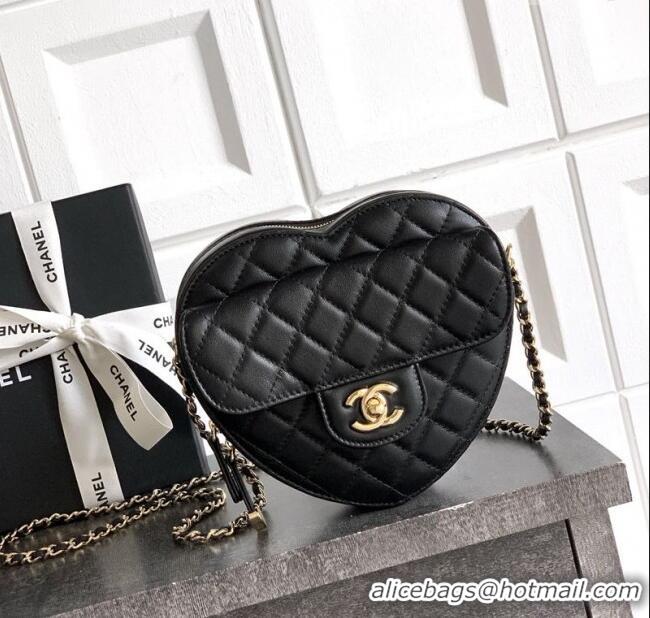 Original Cheap Chanel Lambskin Heart Bag AS5764 Black 2025