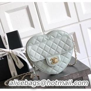 Unique Discount Chanel Lambskin Heart Bag AS5764 Baby Blue 2025