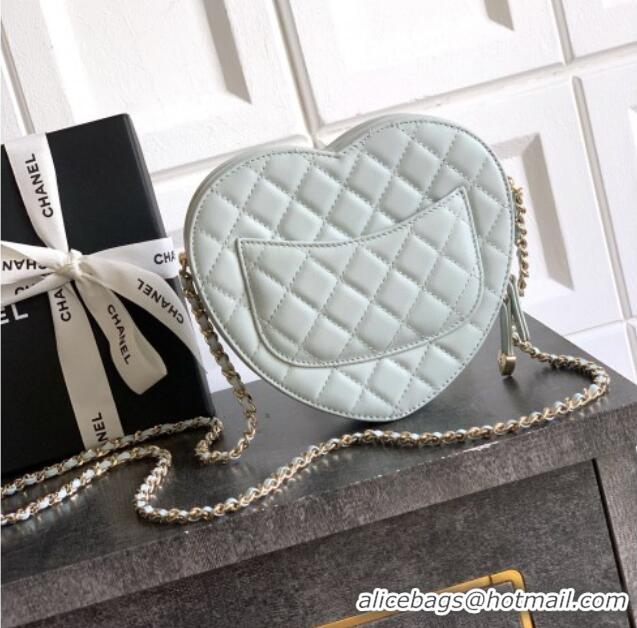 Unique Discount Chanel Lambskin Heart Bag AS5764 Baby Blue 2025