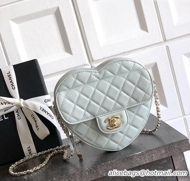 Unique Discount Chanel Lambskin Heart Bag AS5764 Baby Blue 2025