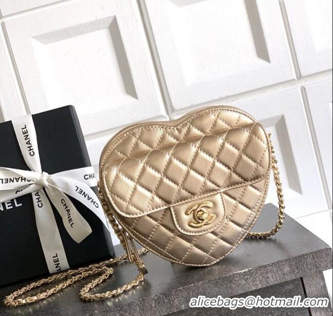 New Design Chanel Lambskin Heart Bag AS5764 Gold 2025