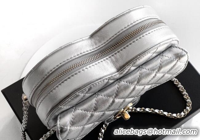 Best Product Chanel Lambskin Heart Bag AS5764 Silver 2025