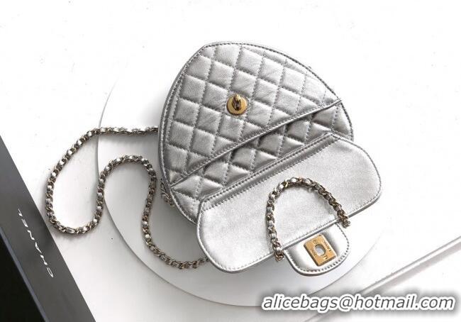 Best Product Chanel Lambskin Heart Bag AS5764 Silver 2025