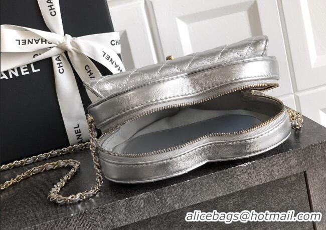 Best Product Chanel Lambskin Heart Bag AS5764 Silver 2025