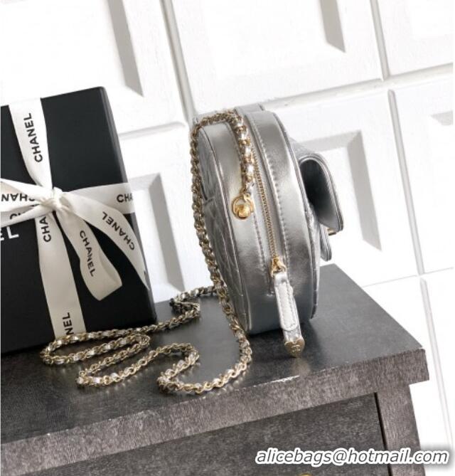 Best Product Chanel Lambskin Heart Bag AS5764 Silver 2025