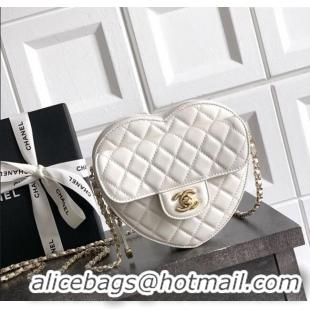 Top Design Chanel Lambskin Heart Bag AS5764 White 2025