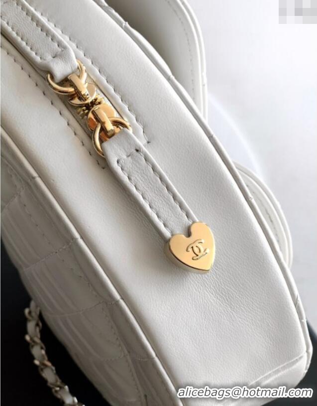 Top Design Chanel Lambskin Heart Bag AS5764 White 2025