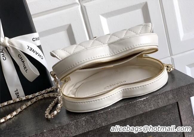 Top Design Chanel Lambskin Heart Bag AS5764 White 2025