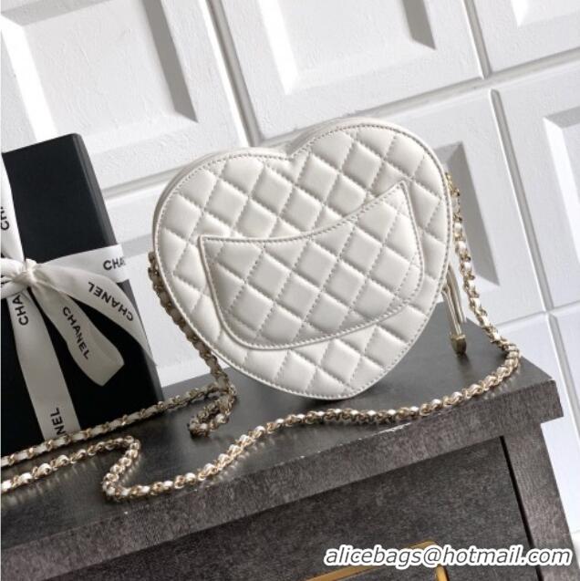 Top Design Chanel Lambskin Heart Bag AS5764 White 2025