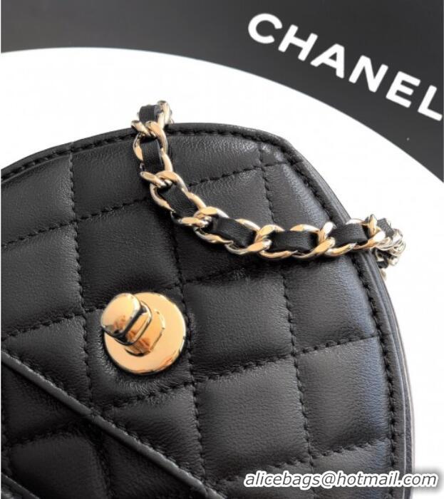Low Cost Chanel Lambskin Heart Clutch with Chain AP2784 Black 2025