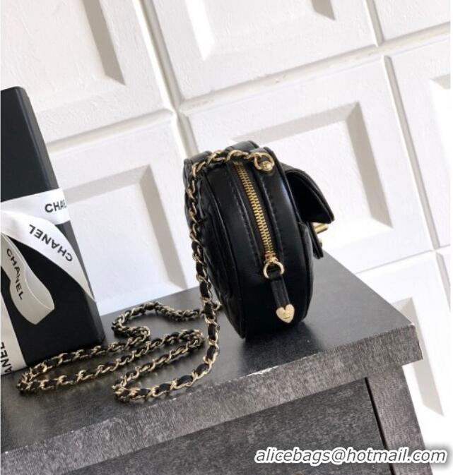 Low Cost Chanel Lambskin Heart Clutch with Chain AP2784 Black 2025