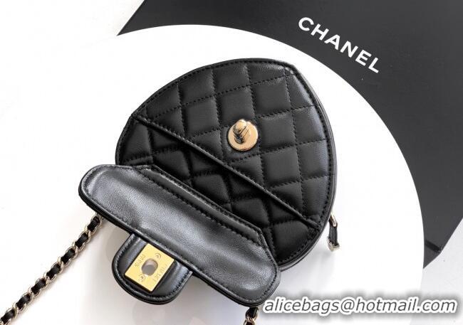 Low Cost Chanel Lambskin Heart Clutch with Chain AP2784 Black 2025