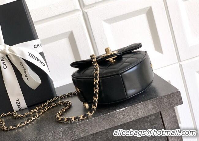 Low Cost Chanel Lambskin Heart Clutch with Chain AP2784 Black 2025