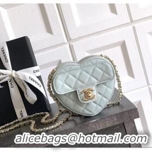 Discount Chanel Lambskin Heart Clutch with Chain AP2784 Baby Blue 2025