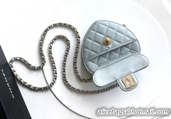 Discount Chanel Lambskin Heart Clutch with Chain AP2784 Baby Blue 2025