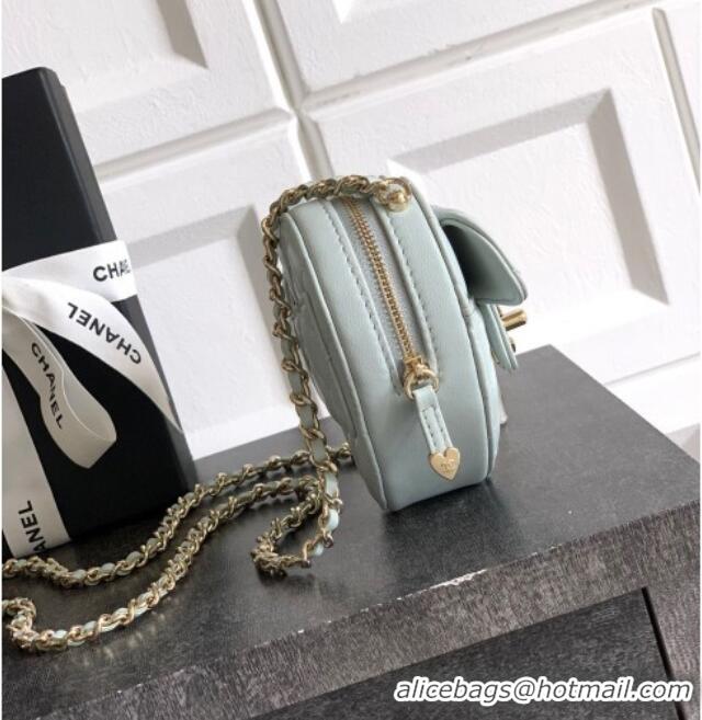 Discount Chanel Lambskin Heart Clutch with Chain AP2784 Baby Blue 2025