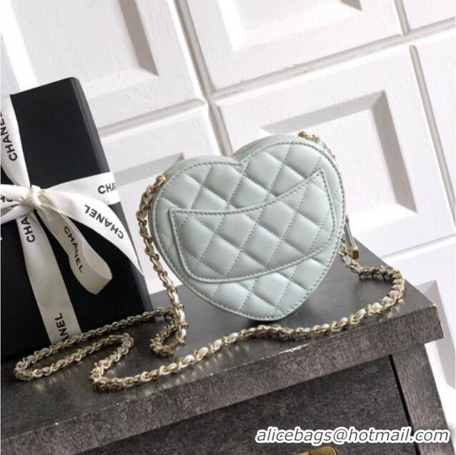Discount Chanel Lambskin Heart Clutch with Chain AP2784 Baby Blue 2025