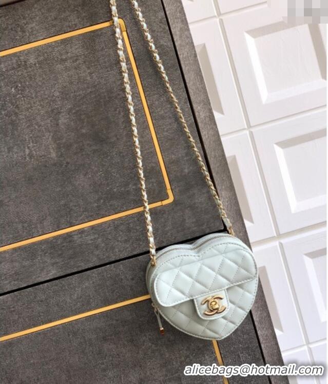 Discount Chanel Lambskin Heart Clutch with Chain AP2784 Baby Blue 2025