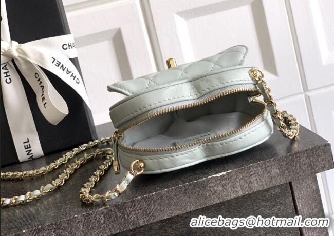 Discount Chanel Lambskin Heart Clutch with Chain AP2784 Baby Blue 2025