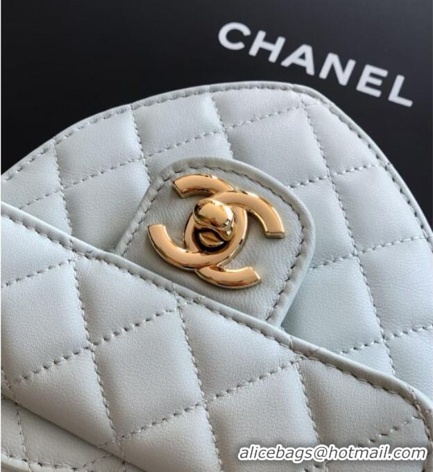 Discount Chanel Lambskin Heart Clutch with Chain AP2784 Baby Blue 2025