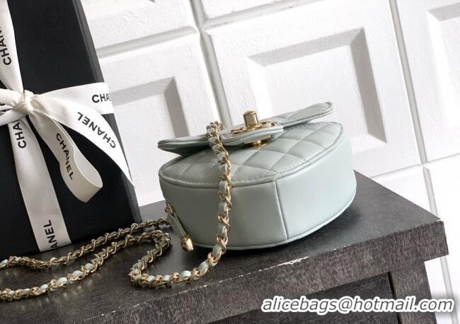 Discount Chanel Lambskin Heart Clutch with Chain AP2784 Baby Blue 2025