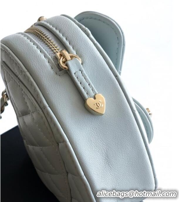 Discount Chanel Lambskin Heart Clutch with Chain AP2784 Baby Blue 2025