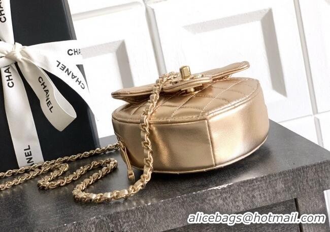 Top Grade Chanel Lambskin Heart Clutch with Chain AP2784 Gold 2025