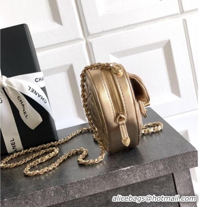Top Grade Chanel Lambskin Heart Clutch with Chain AP2784 Gold 2025